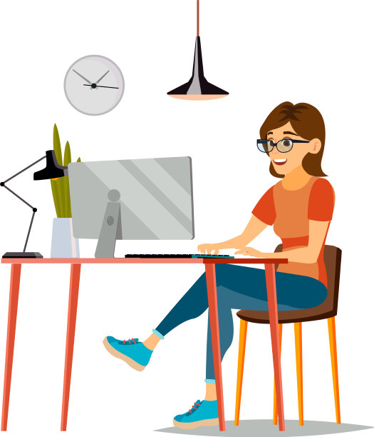 女学生远程教育在大学卡通图片下载