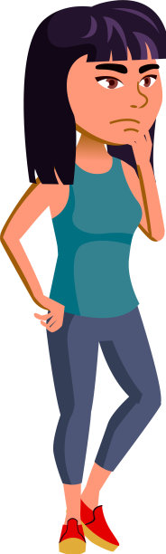 悲伤的情绪女孩思考问题卡通图片下载