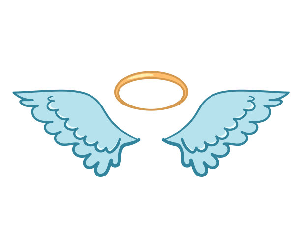 飞翔的天使翅膀平带着金色的光环。图片下载