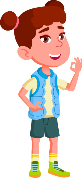 小女孩做了个手势，表示同意，并同意不错的选择图片下载