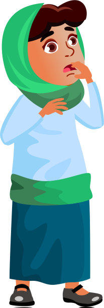 惊讶的穆斯林女孩在看卡通片图片下载