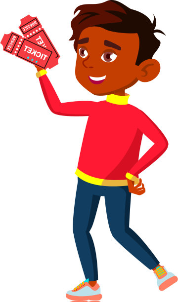 卡通电影里带票的快乐男孩图片下载