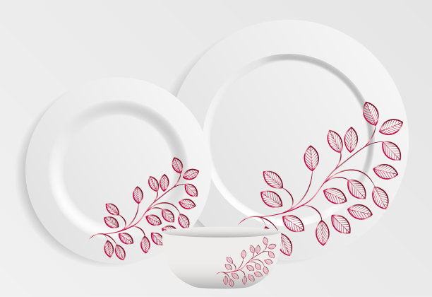 装饰板模板与红色装饰手工和一个空的中心空间。矢量插图。图片下载