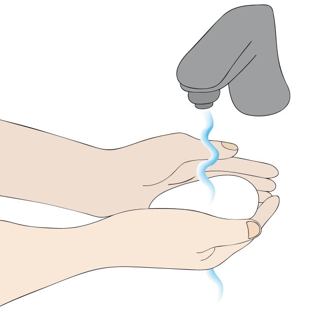 那位欧洲妇女用肥皂洗手掌。彩色矢量插图。水正从龙头里涌出来。在流水下洗手。遵守卫生。孤立的白色背景。图片下载