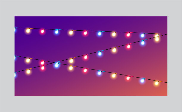 圣诞彩灯孤立的现实设计图片下载