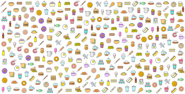 五颜六色的套餐快餐或街头小吃相关图片下载