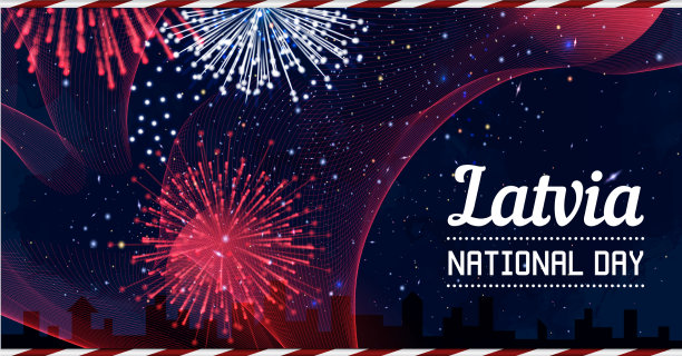 国庆日，拉脱维亚国家在混合线路图片下载