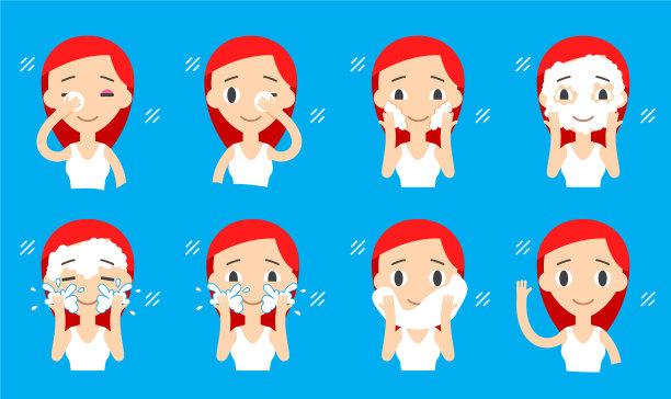 面部清洁和护理一步一步的动作设定图片下载