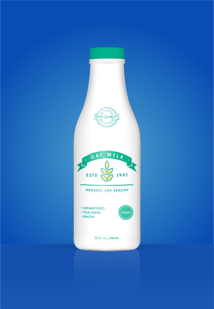 燕麦牛奶燕麦瓶与色彩斑斓的背景图片下载