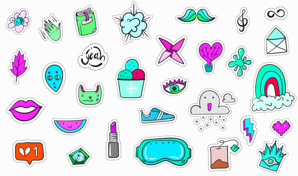 大集蒸汽波风格丰富多彩的现代图片下载