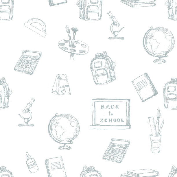 水彩可爱回校复古风格无缝花纹图片下载