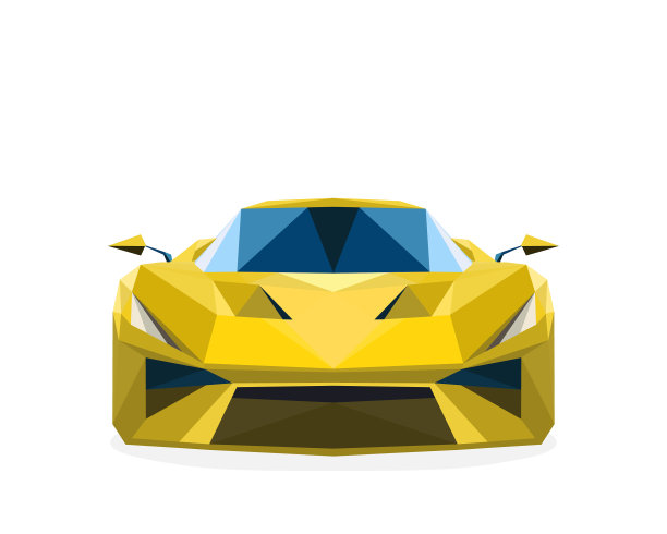 多边形跑车低聚黄色轿车图片下载