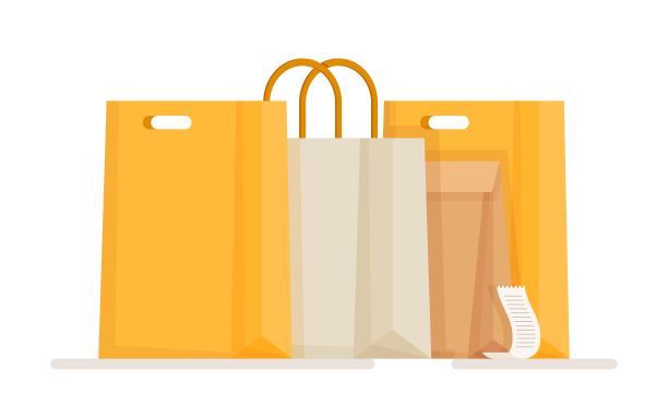 矢量插图的三个孤立的纸zeko袋。清洗咖啡和茶的纸盒。笔纸板容器。平面布局，包装保温快捷。图片下载