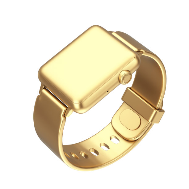 Golden Modern Smart Watch Mockup with Strap. 3d渲染图片下载