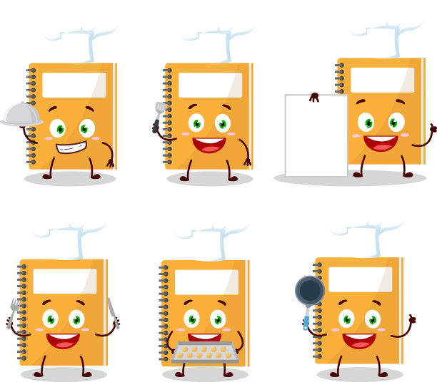 卡通人物橙色学习书图片下载