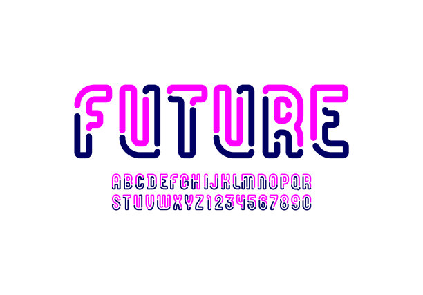 科技粉红色原始字母时尚的现代字体图片下载