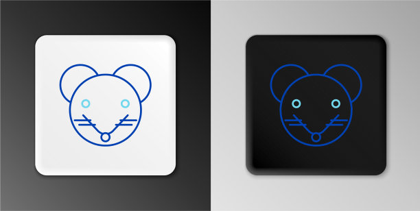 线鼠生肖图标孤立在灰色图片下载