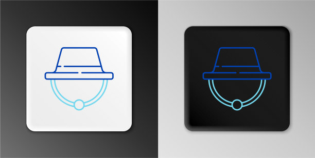 线露营帽子图标孤立在灰色背景图片下载