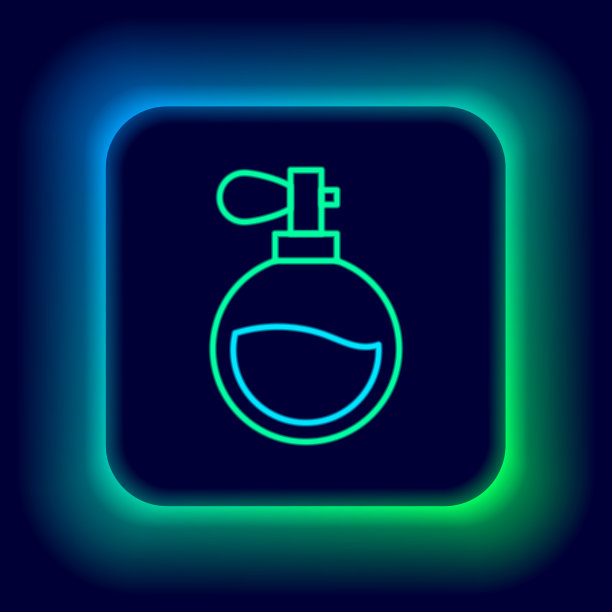 发光的霓虹灯线香水图标孤立在黑色图片下载