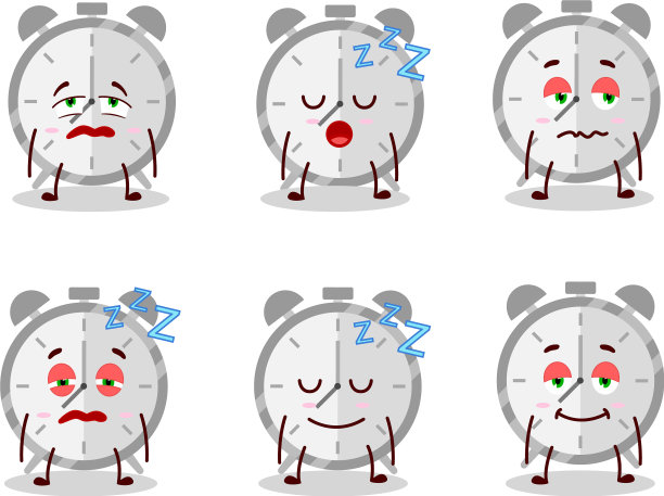卡通人物闹钟有睡意图片下载