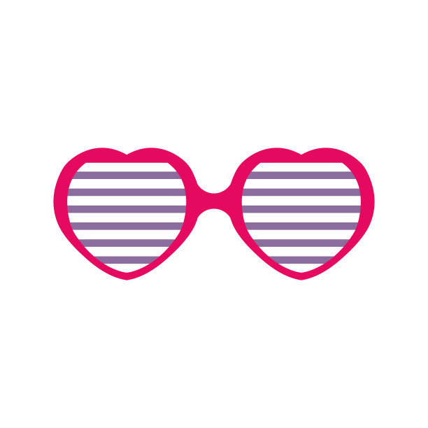心形眼镜平面图标。简单的可编辑矢量插图可用的网页和打印项目。图片下载