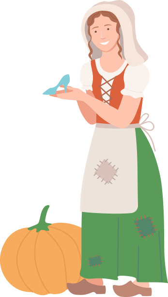 灰姑娘衣衫褴褛，手里拿着南瓜图片下载