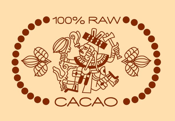 阿兹特克可可食品标志设计。线的艺术风格。矢量插图。图片下载
