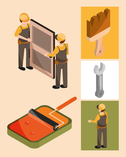 工人油漆和安装图片下载