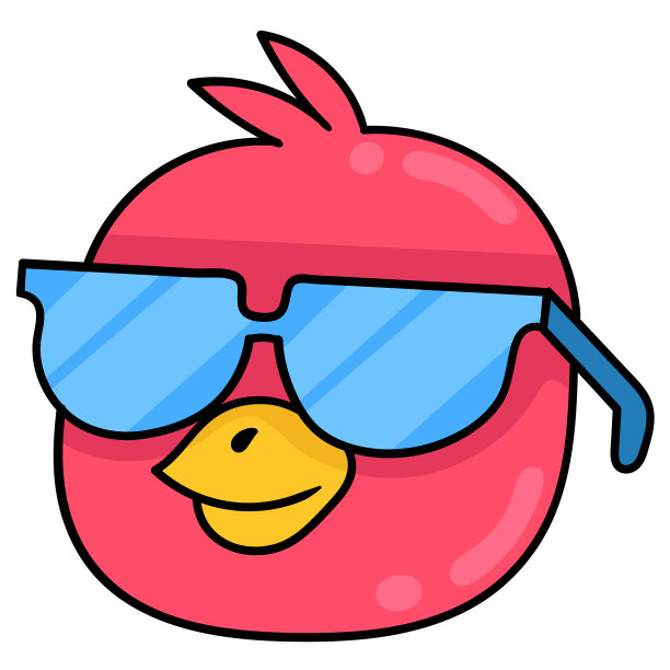 鸟头戴蓝色眼镜的涂鸦图标图片下载