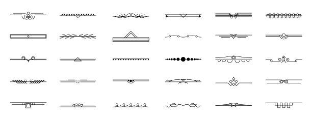 设置黑色简单线收集涂鸦边界元素矢量设计风格草图孤立的旗帜插图图片下载