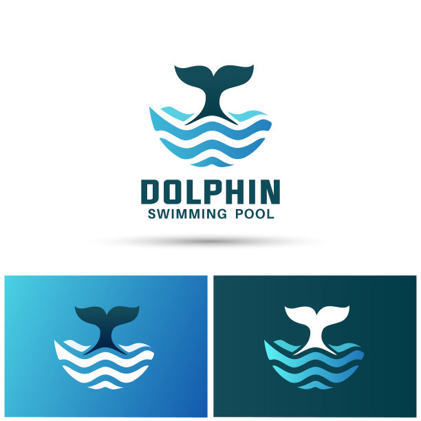 海豚游泳池标志设计图片下载