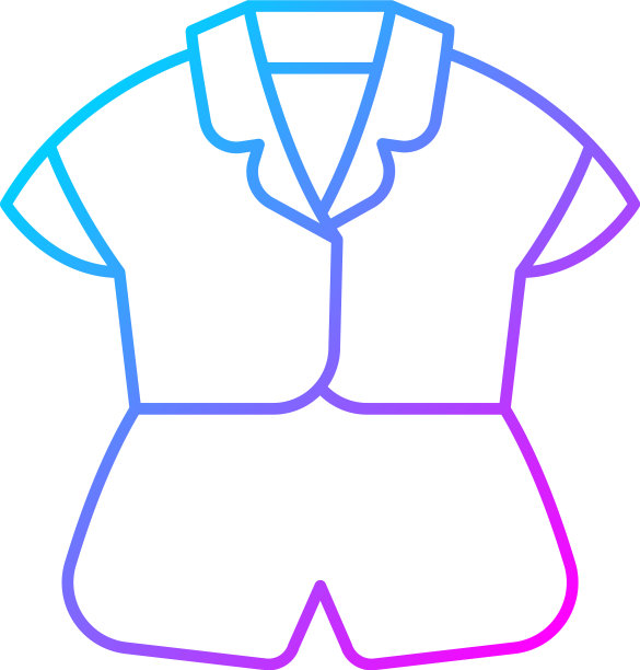 丝绸上衣和短裤梯度线性图标图片下载