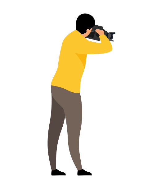 男性视频操作员半平色矢量字符图片下载