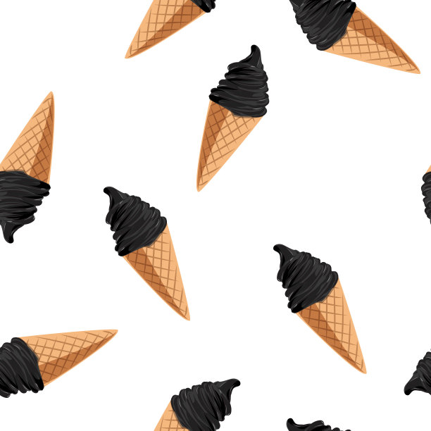 无缝矢量图案与黑色冰淇淋。背景卡片，请柬，婚礼或婴儿淋浴相册和剪贴簿。图片下载