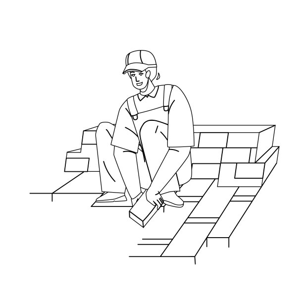 花岗岩工人铺设街道石头摊铺机向量图片下载