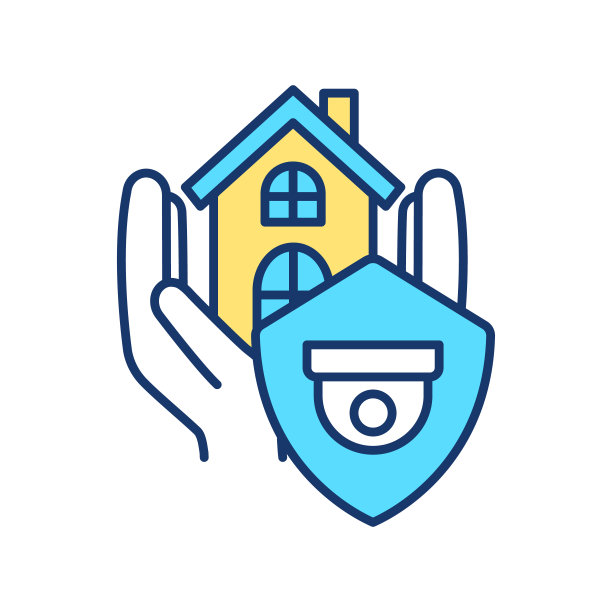 监控系统和家居保护RGB彩色图标图片下载