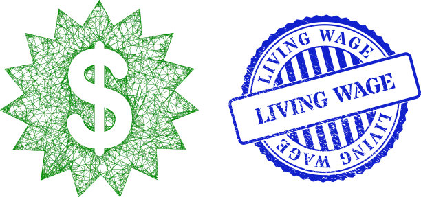 垃圾生活工资徽章和净美元花环图片下载