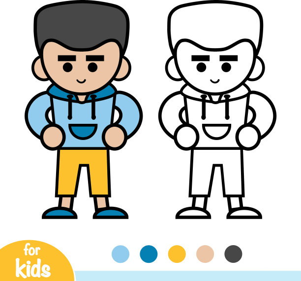 穿帽衫的涂色书男孩图片下载