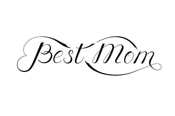最好的妈妈手写黑色字体，薄排印文本，字母和书法短语孤立在白色的背景。矢量插图。图片下载