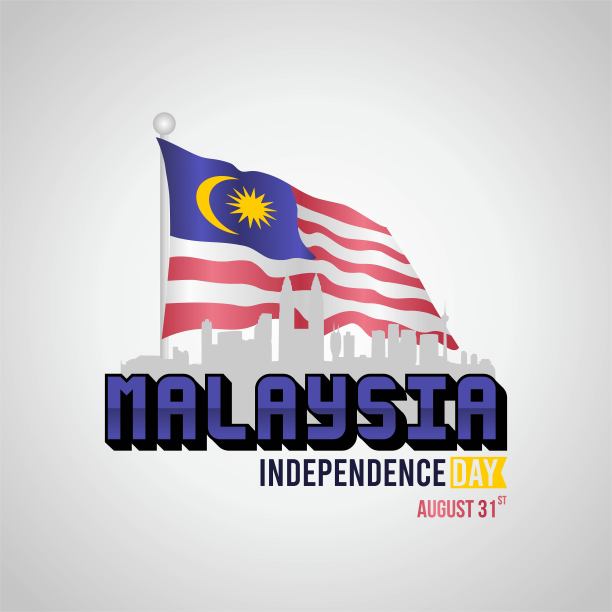 快乐马来西亚独立日矢量插图。适合制作贺卡、海报、旗帜。图片下载