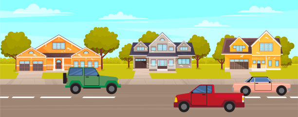 汽车在柏油路上行驶，背景是建筑物和城市景观。城市道路车辆图片下载