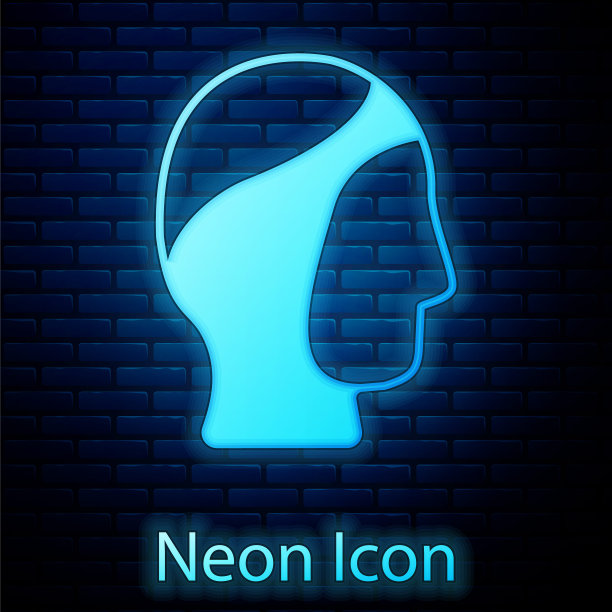 发光的霓虹灯潜水罩图标孤立在砖墙背景。鱼叉帽，冬泳帽。在水下潜水设备。向量图片下载