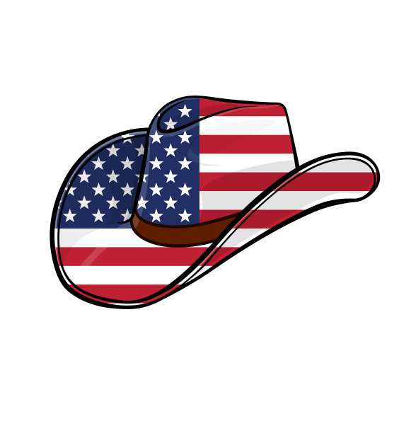 牛仔斯泰森帽与美国国旗图片下载