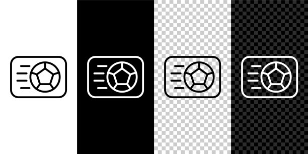 足球设置线足球图标孤立在黑白，透明的背景。运动设备。向量图片下载