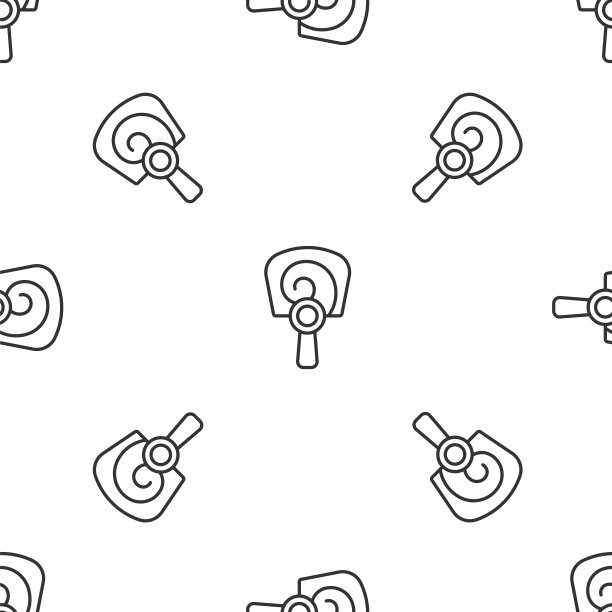 灰色线条韩式手扇图标隔离无缝图案在白色背景。向量图片下载