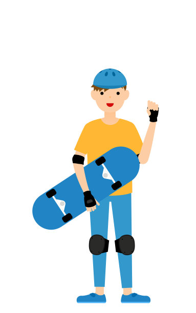 滑板男孩笑着拿着滑板图片下载