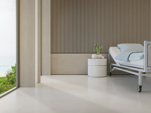 在医疗旅游理念中，拥有海滩和海景的豪华病房。图片下载