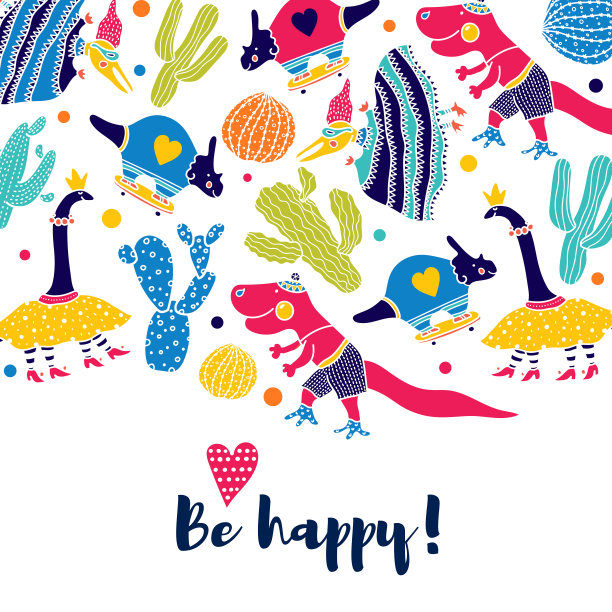 恐龙和仙人掌。图片下载