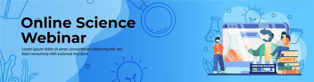 在线科学网络研讨会网页横幅设计学生图片下载