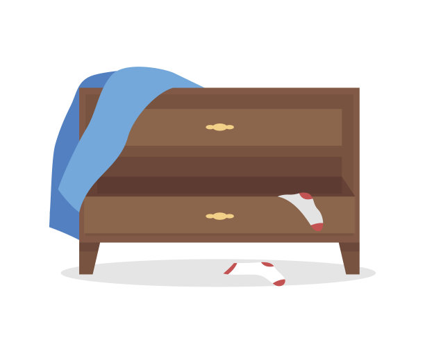 餐具柜在乱半平色矢量对象图片下载